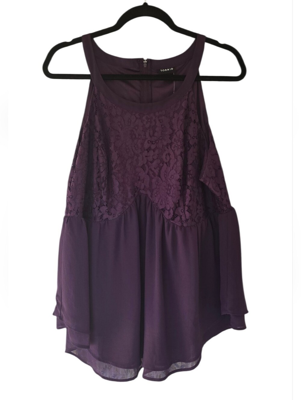 Torrid Plum Lace Chiffon Tank Blouse NWT